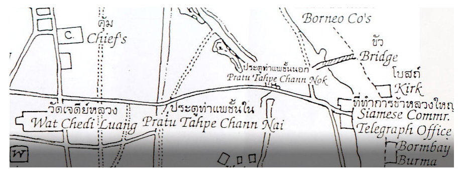 Map of Wat Gate, Chiang Mai by James McCarthy, 1900